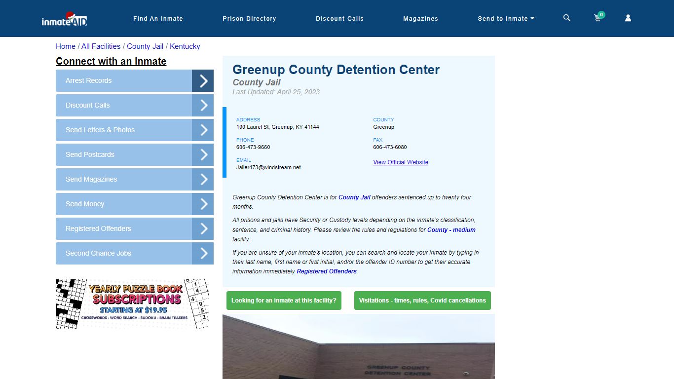 Greenup County Detention Center - Inmate Locator - Greenup, KY